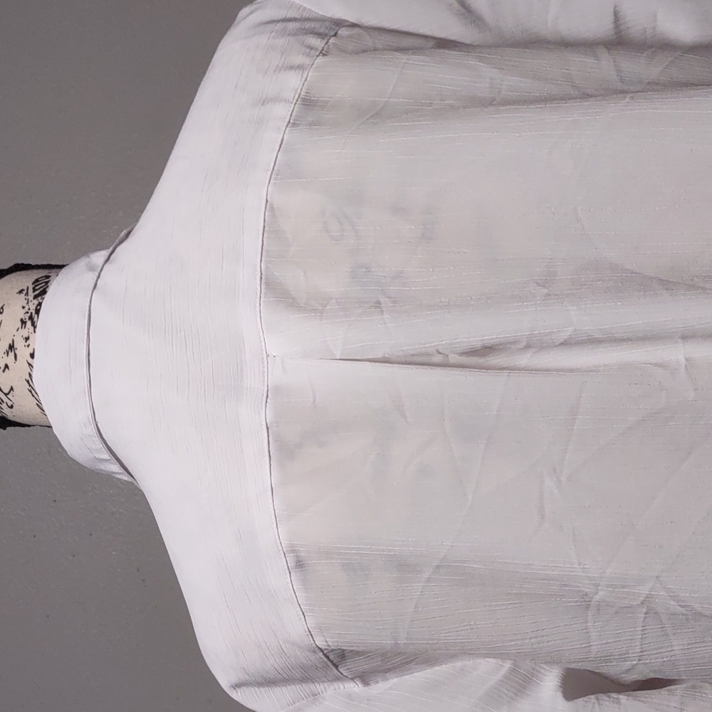 Notations White Collared Long Sleeve Tops Size L Roll Tab 100% Polyester - Picture 7 of 15